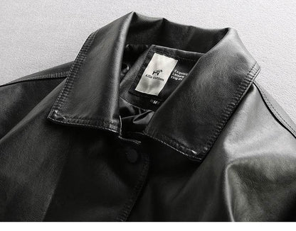 European American Trendy Loose Fit Leather Jacket - Stylish & Comfortable - Buy Center