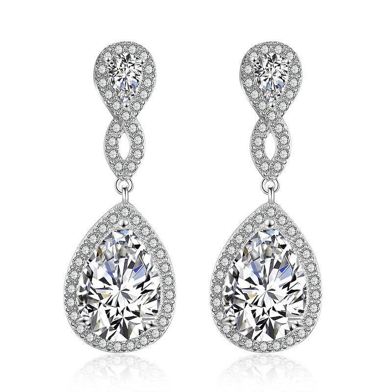 Buycenter Drop-shaped Bridal Earrings - AAA Zircon, Copper Geometry Design - Buy Center