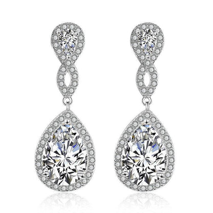 Buycenter Drop-shaped Bridal Earrings - AAA Zircon, Copper Geometry Design - Buy Center