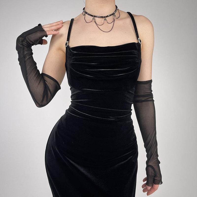 Elegant Backless Velvet Dress - Trendy Women's Sling Dress for Any Occasion - Buy Center