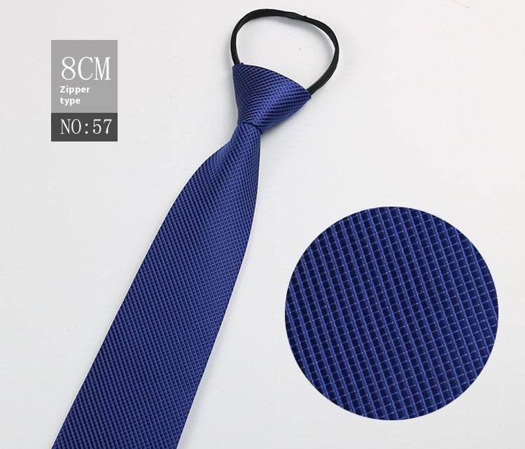 Black Striped Blue Business Tie - Lazy Zip Closure for Easy Wear - Buy Center