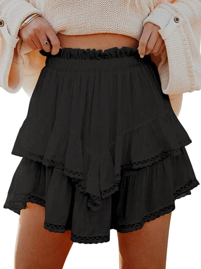 Casual Bohemian Pleated Layered Skirt - Built-in Shorts for Comfort - Buy Center