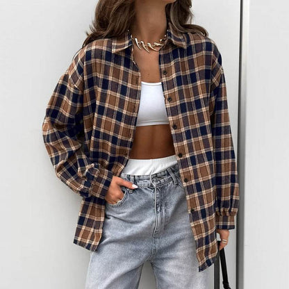 Fashion Plaid Shirt - Loose Fit Cotton Blouse for Effortless Style - Buy Center