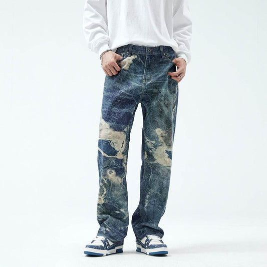 Buycenter Men's Straight Ripped Jeans - Casual Fashion Trousers - Buy Center