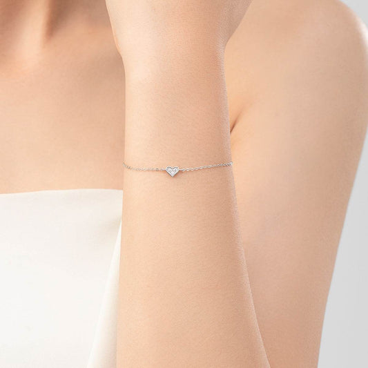 Buy Center Women's Heart-Shaped Bracelet - Elegant Silver with Zircon - Buy Center