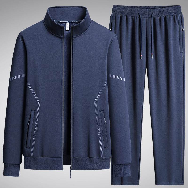 Men's Fleece-Lined Leisure Sports Suit - Stylish Two-Piece Set for All Seasons - Buy Center
