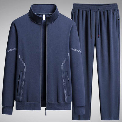 Men's Fleece-Lined Leisure Sports Suit - Stylish Two-Piece Set for All Seasons - Buy Center