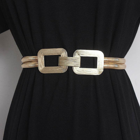Elegant Metal Stretch Belt for Women - Chic Golden Elastic Accessory - Buy Center