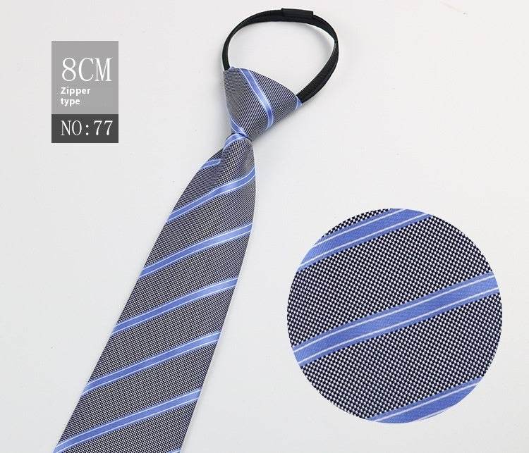 Black Striped Blue Business Tie - Lazy Zip Closure for Easy Wear - Buy Center