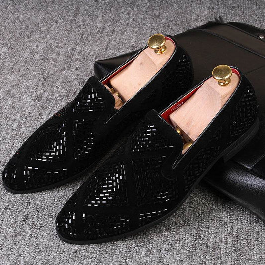 Men's Black Paillette Casual Shoes - Stylish Pointed Toe Design 2025 - Buy Center