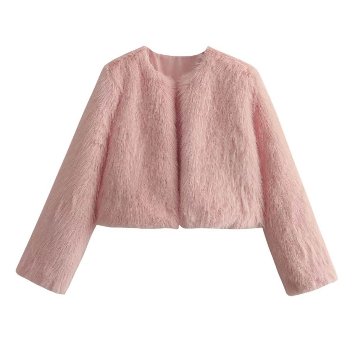 Stylish Polyester Imitation Fur Women's Cardigan Coat - Trendy Fashion 2025 - Buy Center