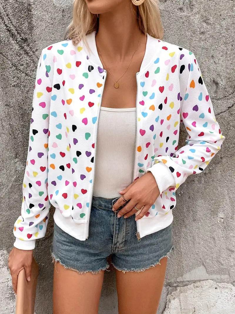 Trendy Colorful Printed Zipper Jacket for Women - Lightweight & Stylish - Buy Center