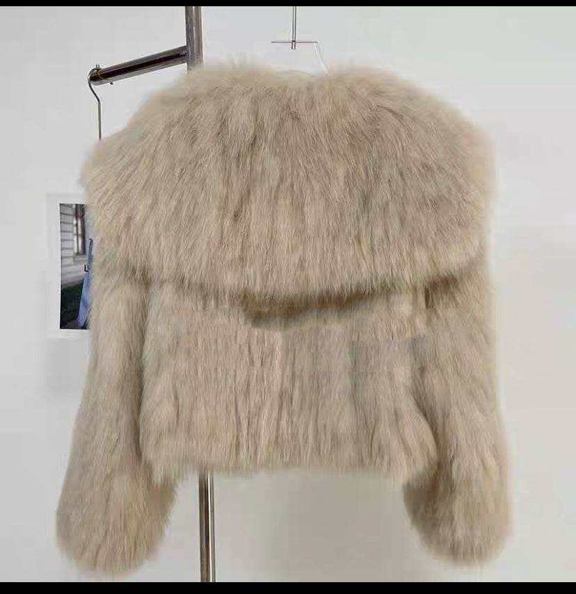 Buycenter Women's Fur Young Coat - Stylish Lapel Design, Short Length - Buy Center