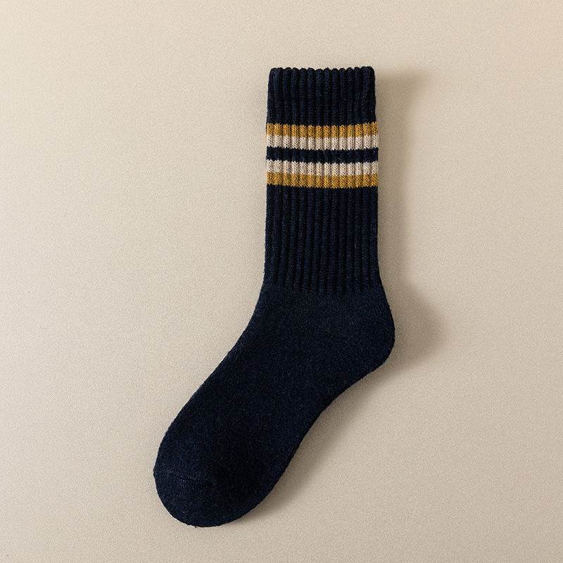 Men's Fleece-Lined Cotton Sports Stockings - Stripes & Plaid Patterns - Buy Center