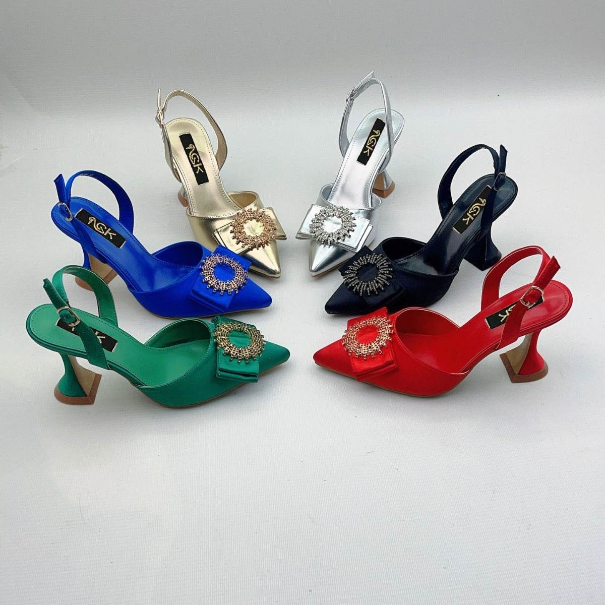 Elegant Pointed Toe High Heel Sandals - Rhinestone Stiletto Pumps - Buy Center
