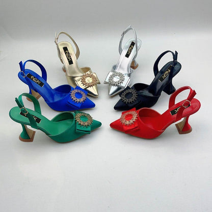 Elegant Pointed Toe High Heel Sandals - Rhinestone Stiletto Pumps - Buy Center