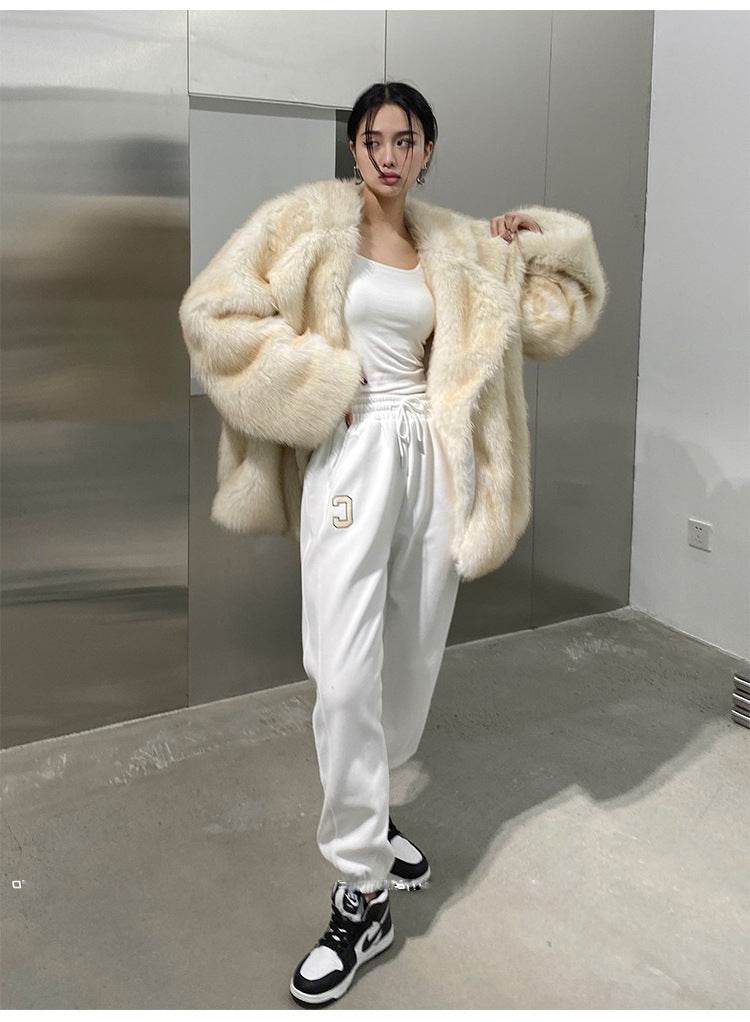 Women's Loose Fur Collar Coat - Stylish Mid-Length Casual Overcoat - Buy Center