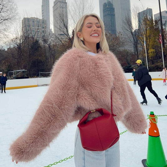Stylish Polyester Imitation Fur Women's Cardigan Coat - Trendy Fashion 2025 - Buy Center