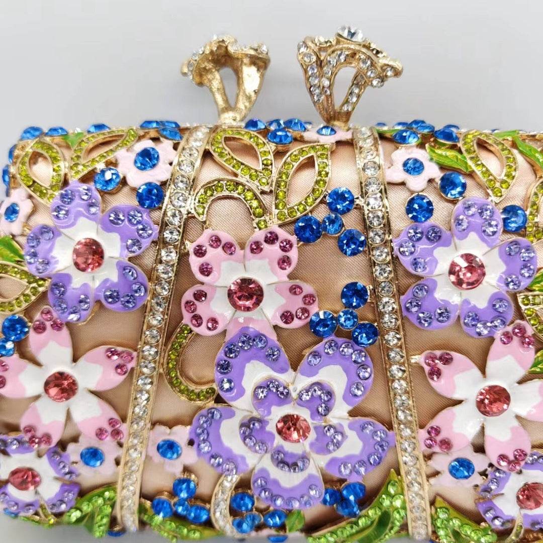 Dripping Oil Diamond Evening Bag - Elegant Enamel Flower Clutch 2025 - Buy Center