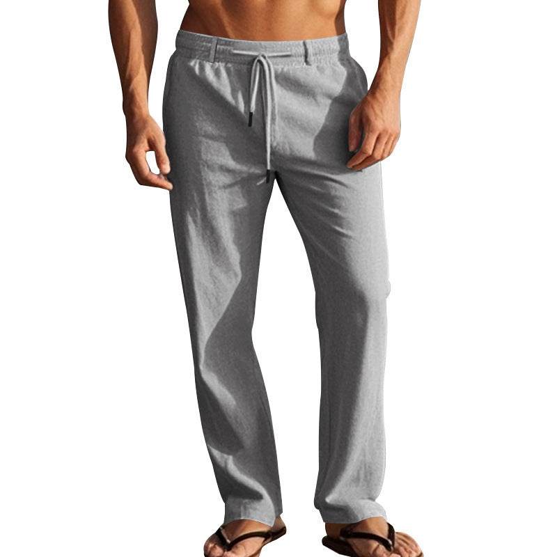 Men's Casual Drawstring Trousers - Premium Cotton Linen Sweatpants - Buy Center