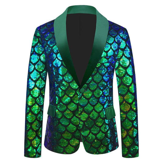 Men's Velvet Colorful Sequined Costume - Slim Fit & Unique Pocket Style - Buy Center