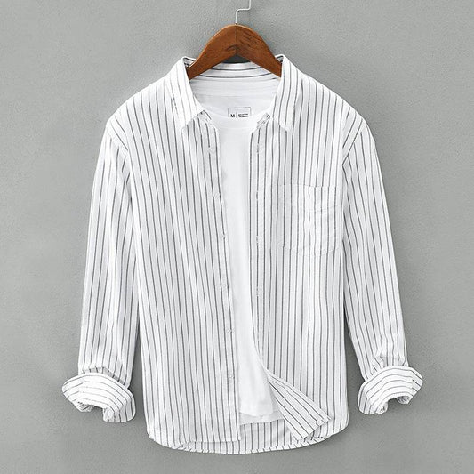 Men's Cotton Striped Long-Sleeved Shirt - Casual Fashion for Every Occasion - Buy Center