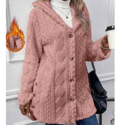 Buycenter Hooded Cardigan Jacket - Long Sleeve, Button Style, Winter Coat - Buy Center