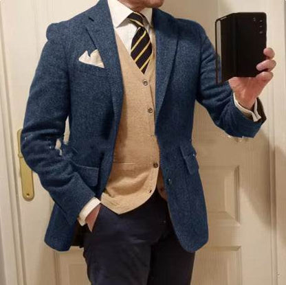 Buycnter Slim Fit Herringbone Coat - Stylish Blazer for Modern Men - Buy Center