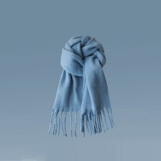 Women's Thick Warm Winter Shawl - Cozy Wool Wrap with Tassel Details - Buy Center