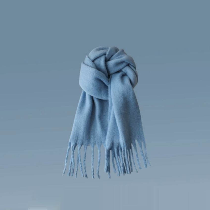 Women's Thick Warm Winter Shawl - Cozy Wool Wrap with Tassel Details - Buy Center