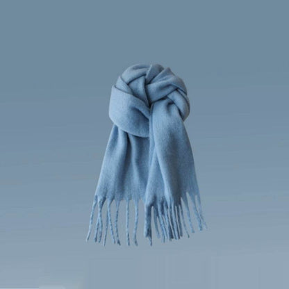 Women's Thick Warm Winter Shawl - Cozy Wool Wrap with Tassel Details - Buy Center