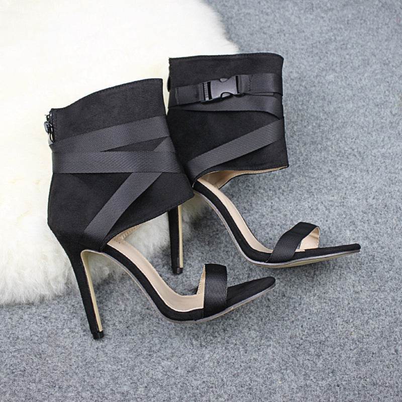 Open Toe Woven Stiletto Heels - Women's Suede Fashion Pumps 2025 - Buy Center