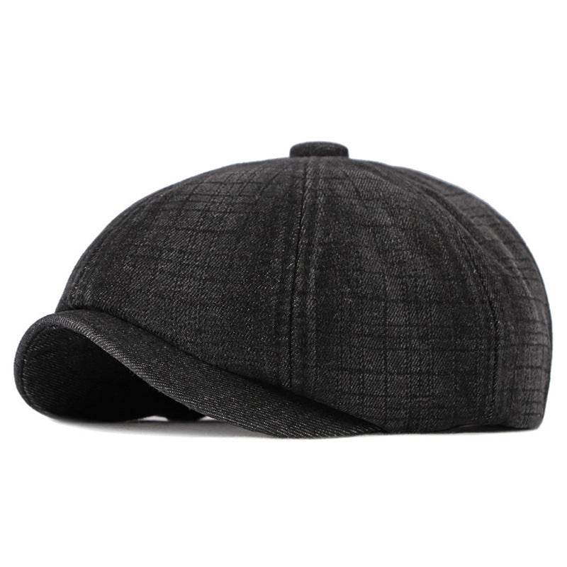Spring & Autumn Washed Denim Beret - Stylish Octagonal Design for All Seasons - Buy Center