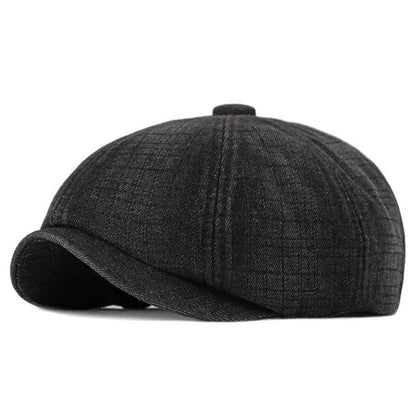 Spring & Autumn Washed Denim Beret - Stylish Octagonal Design for All Seasons - Buy Center