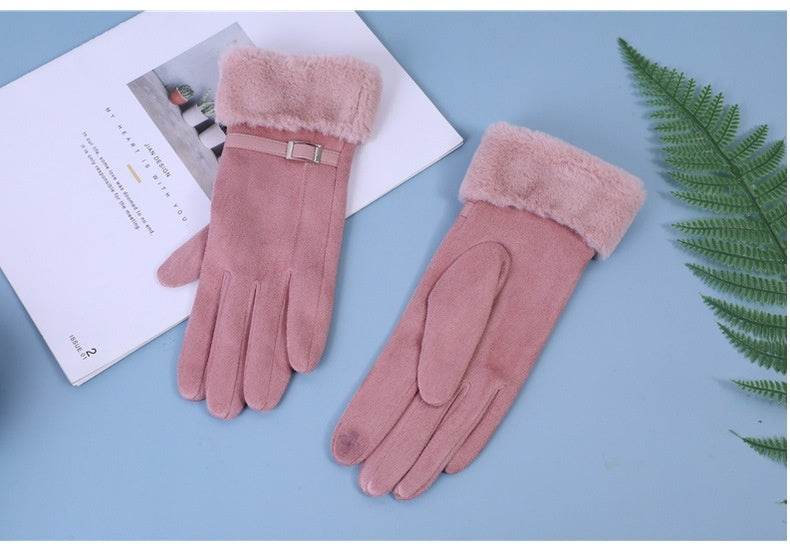 Women's Outdoor Cycling Gloves - Touch Screen, Fleece & Stylish Suede - Buy Center