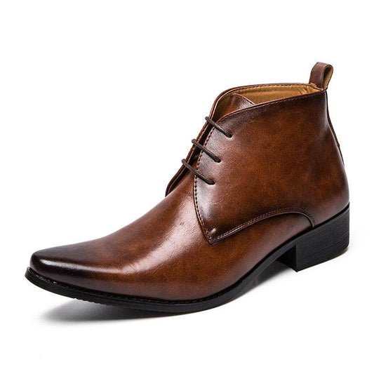 BuyCenter British High-Top Leather Shoes - Pointed Toe, Stylish & Durable - Buy Center