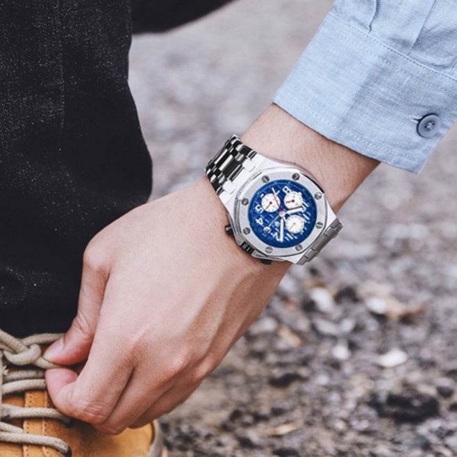 Three-Eye Waterproof Mechanical Watch - Stylish Automatic Timepiece 2025 - Buy Center