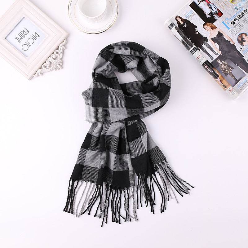 Men's English Plaid Faux Cashmere Scarf - Stylish & Warm Accessory - Buy Center