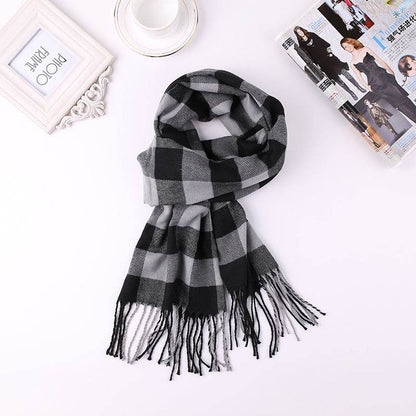 Men's English Plaid Faux Cashmere Scarf - Stylish & Warm Accessory - Buy Center
