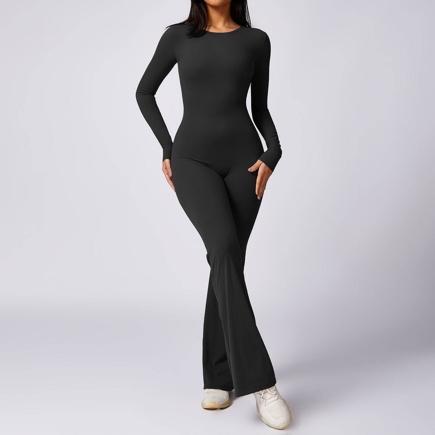 Leisure Horn Long Sleeve Yoga Jumpsuit - Quick-Drying, Stylish Workout Wear - Buy Center