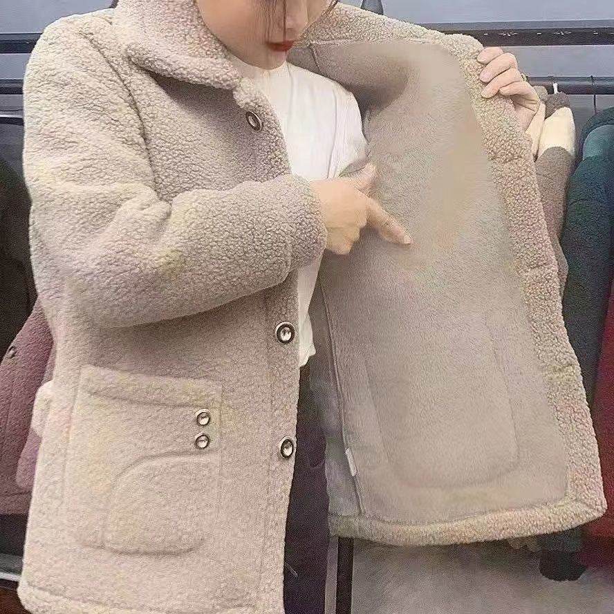 Buycenter Fleece-Lined Mid-Length Coat - Women's Thickened Warm Jacket - Buy Center