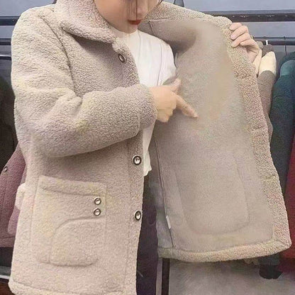 Buycenter Fleece-Lined Mid-Length Coat - Women's Thickened Warm Jacket - Buy Center