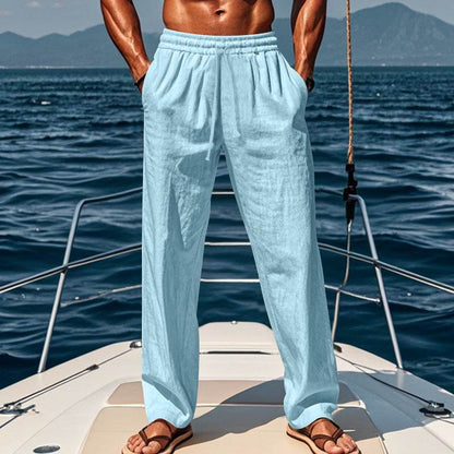 Breathable Cotton Linen Sports Trousers - Loose Fit, Mid Waist Comfort - Buy Center