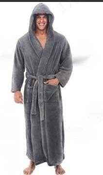 Warm Plus Size Men's Hooded Nightgown - Cozy Long Sleeve Sleepwear