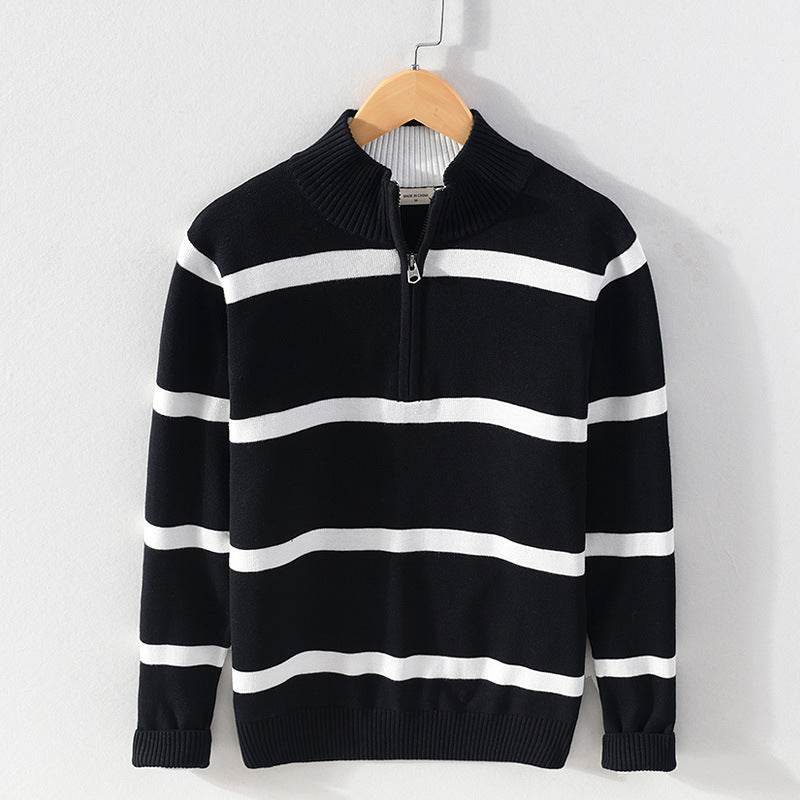 Men's Turtleneck Cotton Wool Half-Zipper Sweater - Slim Fit & Warm - Buy Center