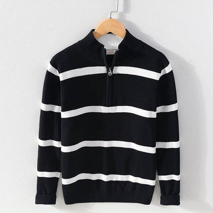 Men's Turtleneck Cotton Wool Half-Zipper Sweater - Slim Fit & Warm - Buy Center