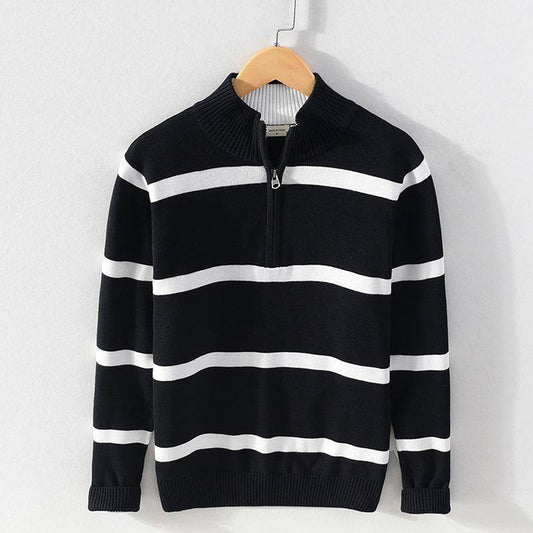Men's Turtleneck Cotton Wool Half-Zipper Sweater - Slim Fit & Warm - Buy Center