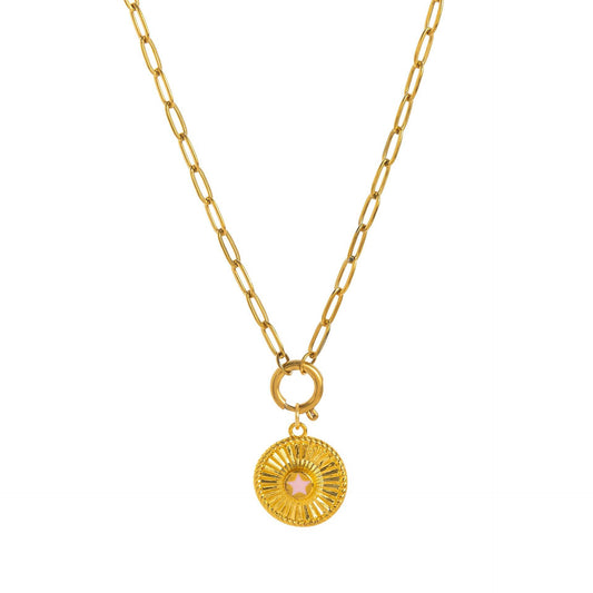 Fashion Boots Gold Pendant Necklace - Pentagram & Cowboy Hat Design - Buy Center