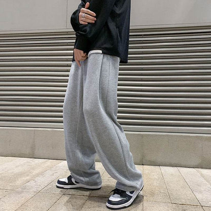 Men's Straight Wide Leg Knitted Sweatpants - Comfortable Cotton Style 2025 - Buy Center