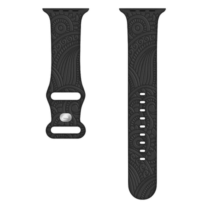 Laser Carved Silicone Strap - Cashew Print for Apple Watches 38-49mm - Buy Center
